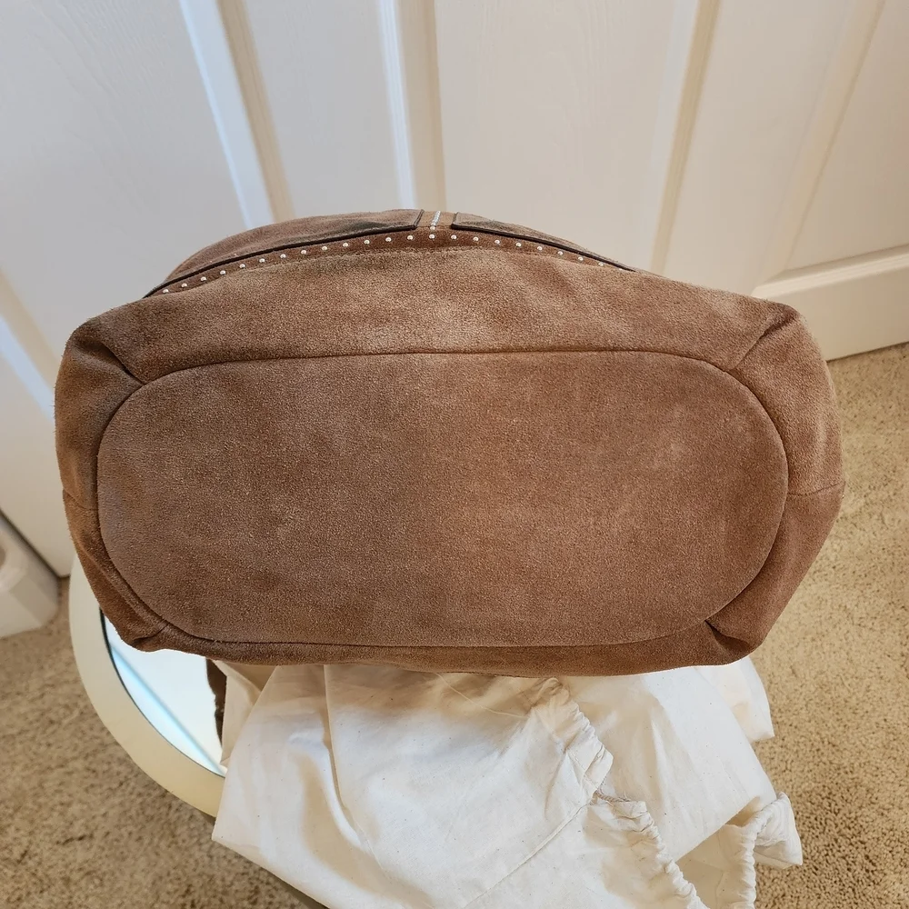 Ralph Lauren Baswick Brown Suede Hobo Bag